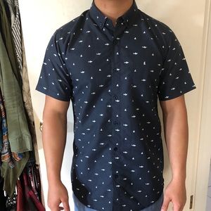 Navy blue shark button down